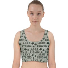 Army Stong Military Velvet Racer Back Crop Top