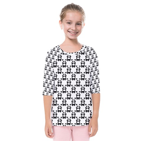 Pattern Bébé Panda Kids  Quarter Sleeve Raglan Tee by kcreatif