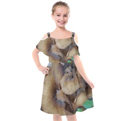 Close Up Mushroom Abstract Kids  Cut Out Shoulders Chiffon Dress by Fractalsandkaleidoscopes