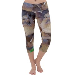 Close Up Mushroom Abstract Capri Yoga Leggings by Fractalsandkaleidoscopes