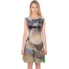 Close Up Mushroom Abstract Capsleeve Midi Dress