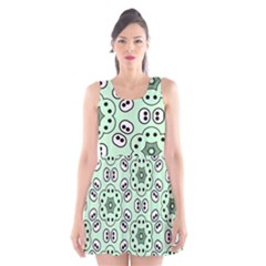 Texture Dots Pattern Scoop Neck Skater Dress