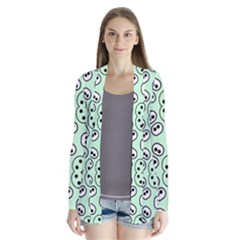 Texture Dots Pattern Drape Collar Cardigan