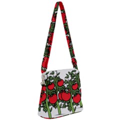Tomato Garden Vine Plants Red Zipper Messenger Bag by HermanTelo