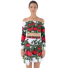 Tomato Garden Vine Plants Red Off Shoulder Top With Skirt Set