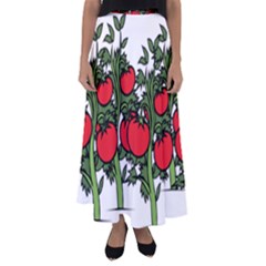 Tomato Garden Vine Plants Red Flared Maxi Skirt