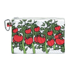 Tomato Garden Vine Plants Red Canvas Cosmetic Bag (large) by HermanTelo