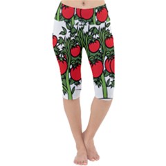 Tomato Garden Vine Plants Red Lightweight Velour Cropped Yoga Leggings by HermanTelo