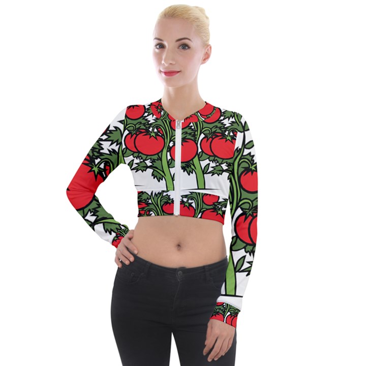 Tomato Garden Vine Plants Red Long Sleeve Cropped Velvet Jacket