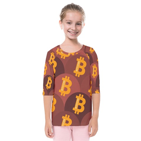 Cryptocurrency Bitcoin Digital Kids  Quarter Sleeve Raglan Tee by HermanTelo