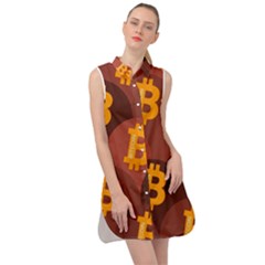 Cryptocurrency Bitcoin Digital Sleeveless Shirt Dress by HermanTelo