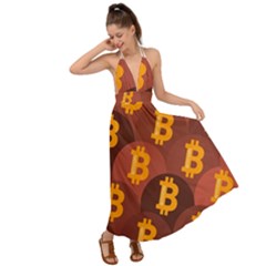 Cryptocurrency Bitcoin Digital Backless Maxi Beach Dress