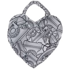 Phone Communication Technology Giant Heart Shaped Tote by HermanTelo