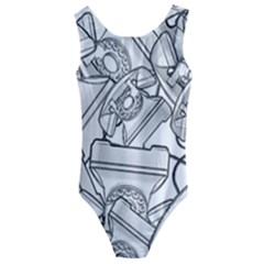 Phone Communication Technology Kids  Cut-out Back One Piece Swimsuit