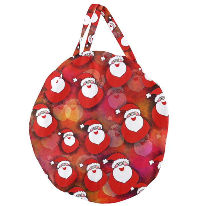 Santa Clause Giant Round Zipper Tote