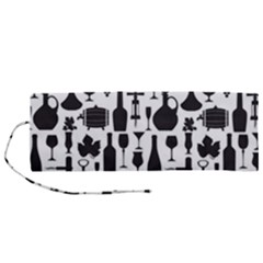 Wine Pattern Black White Roll Up Canvas Pencil Holder (m) by Vaneshart