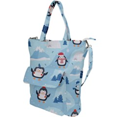 Christmas Seamless Pattern With Penguin Shoulder Tote Bag by Vaneshart