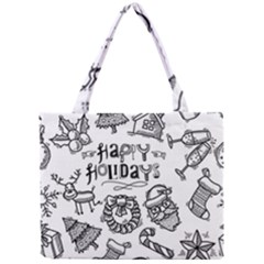 Christmas Seamless Pattern Doodle Style Mini Tote Bag