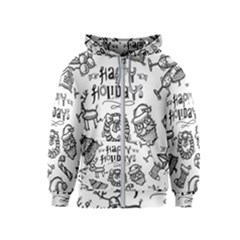 Christmas Seamless Pattern Doodle Style Kids  Zipper Hoodie