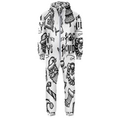 Christmas Seamless Pattern Doodle Style Hooded Jumpsuit (men)  by Vaneshart