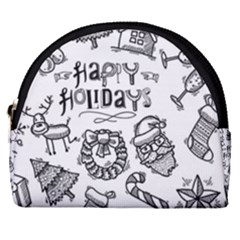 Christmas Seamless Pattern Doodle Style Horseshoe Style Canvas Pouch by Vaneshart