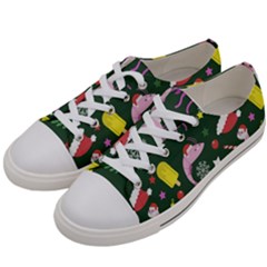 Colorful Funny Christmas Pattern Women s Low Top Canvas Sneakers