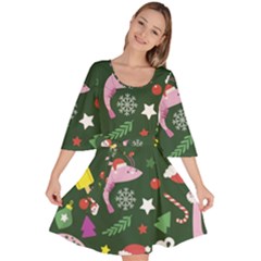 Colorful Funny Christmas Pattern Velour Kimono Dress