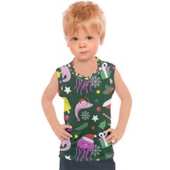 Colorful Funny Christmas Pattern Kids  Sport Tank Top