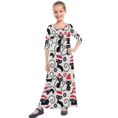 Cute Christmas Seamless Pattern Vector Kids  Quarter Sleeve Maxi Dress by Vaneshart