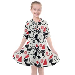 Cute Christmas Seamless Pattern Vector Kids  All Frills Chiffon Dress by Vaneshart