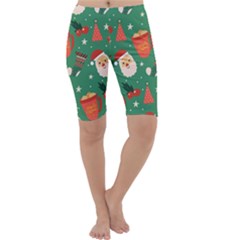 Colorful Funny Christmas Pattern Cropped Leggings  by Vaneshart