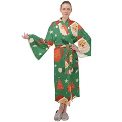 Colorful Funny Christmas Pattern Maxi Velour Kimono by Vaneshart