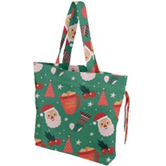 Colorful Funny Christmas Pattern Drawstring Tote Bag by Vaneshart
