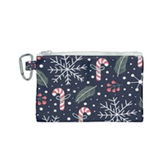 Holiday Seamless Pattern With Christmas Candies Snoflakes Fir Branches Berries Canvas Cosmetic Bag (small) by Vaneshart