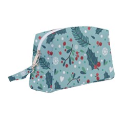 Seamless Pattern With Berries Leaves Wristlet Pouch Bag (medium)