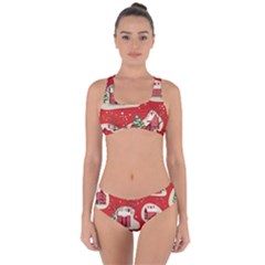 Christmas New Year Seamless Pattern Criss Cross Bikini Set by Vaneshart