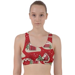 Christmas New Year Seamless Pattern Back Weave Sports Bra by Vaneshart