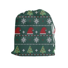 Beautiful Knitted Christmas Pattern Drawstring Pouch (xl)