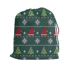 Beautiful Knitted Christmas Pattern Drawstring Pouch (2xl)