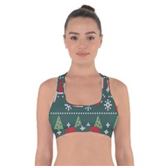 Beautiful Knitted Christmas Pattern Cross Back Sports Bra by Vaneshart