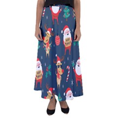 Funny Christmas Pattern Flared Maxi Skirt by Vaneshart