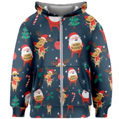 Funny Christmas Pattern Kids  Zipper Hoodie Without Drawstring by Vaneshart