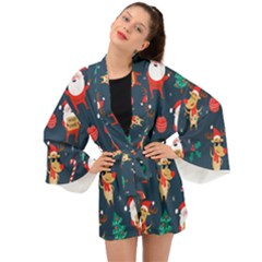 Funny Christmas Pattern Long Sleeve Kimono by Vaneshart