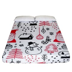 Christmas Themed Seamless Pattern Fitted Sheet (queen Size)