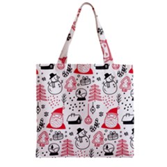 Christmas Themed Seamless Pattern Zipper Grocery Tote Bag by Vaneshart