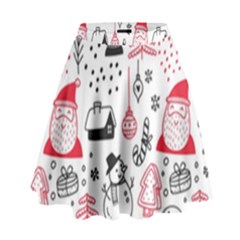 Christmas Themed Seamless Pattern High Waist Skirt by Vaneshart