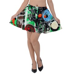 Dots And Stripes 1 1 Velvet Skater Skirt by bestdesignintheworld