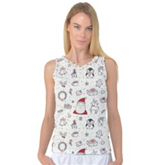 Cute Christmas Doodles Seamless Pattern Women s Basketball Tank Top