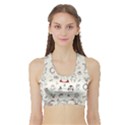 Cute Christmas Doodles Seamless Pattern Sports Bra with Border View1