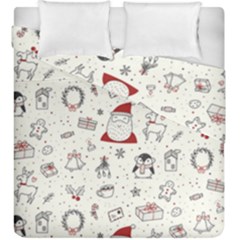 Cute Christmas Doodles Seamless Pattern Duvet Cover Double Side (King Size)